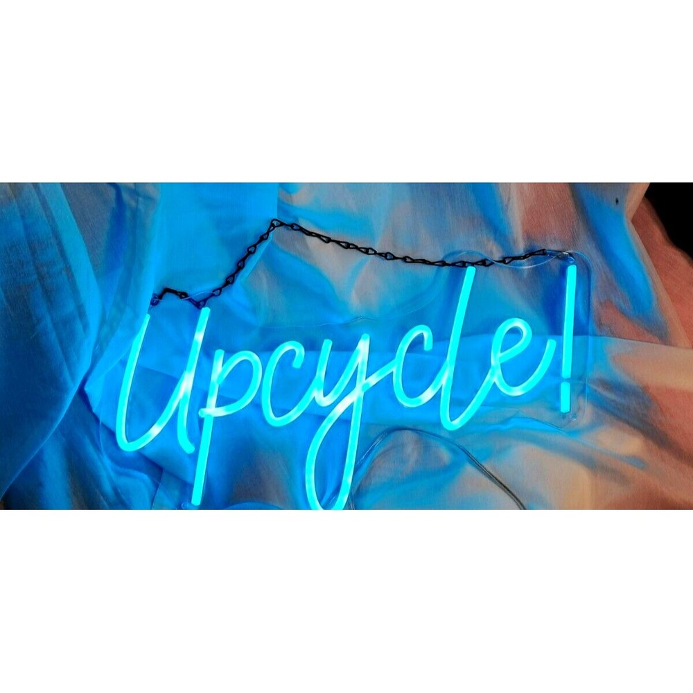 UPCYCLE Neon LED Sign for Wall Decor Blue Light Adjustable Plug in 17"x8" - Picture 5 of 11